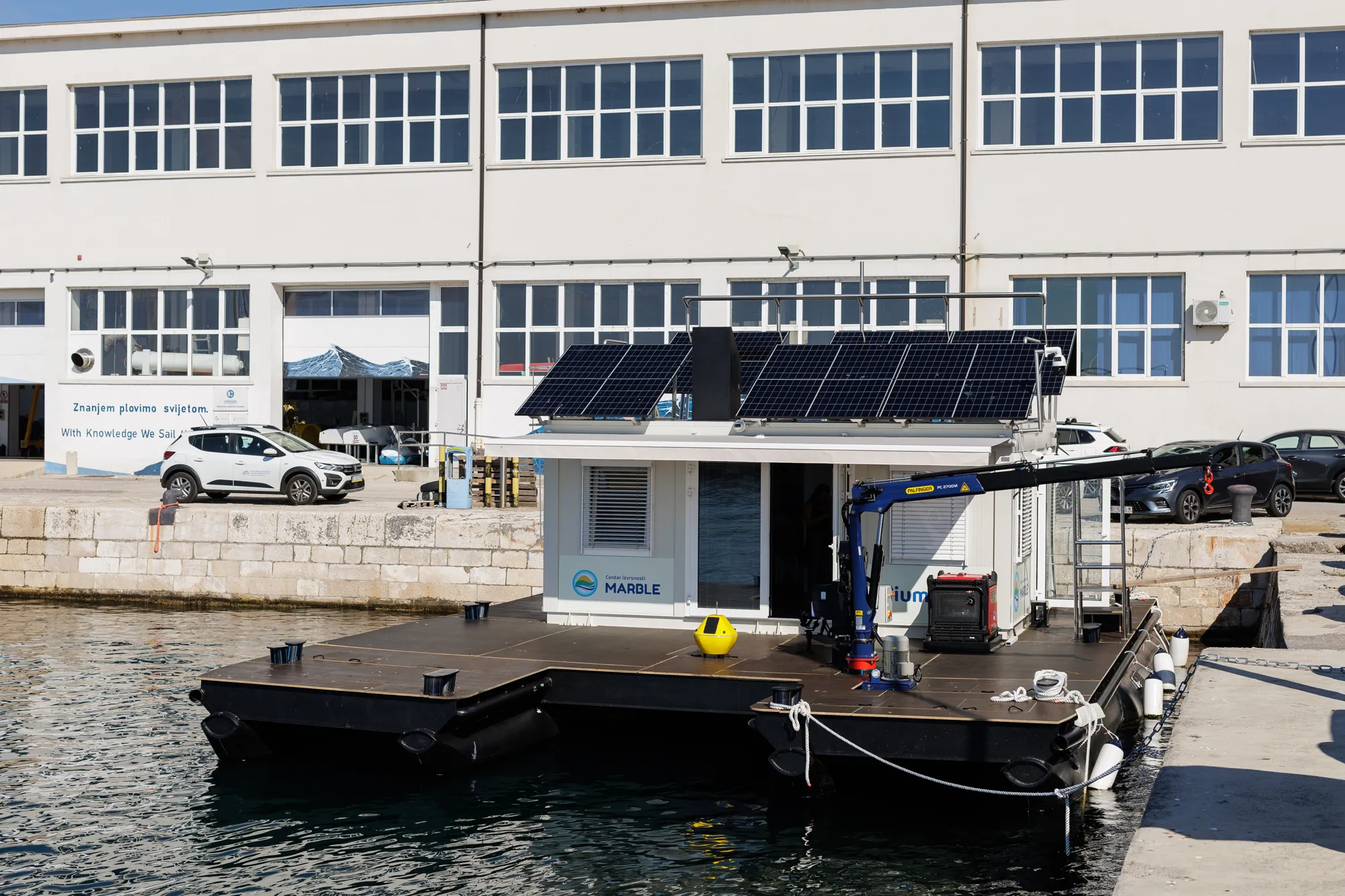 Smart Marina pilot site, Rijeka, solar-powered docking platform with autonomous surface vessel